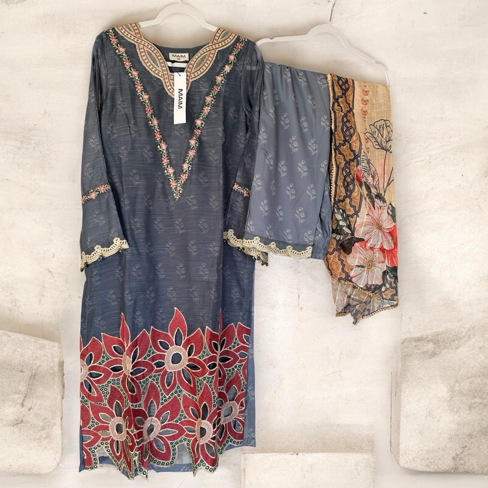 Elegant Blue Floral Women's Blouse
